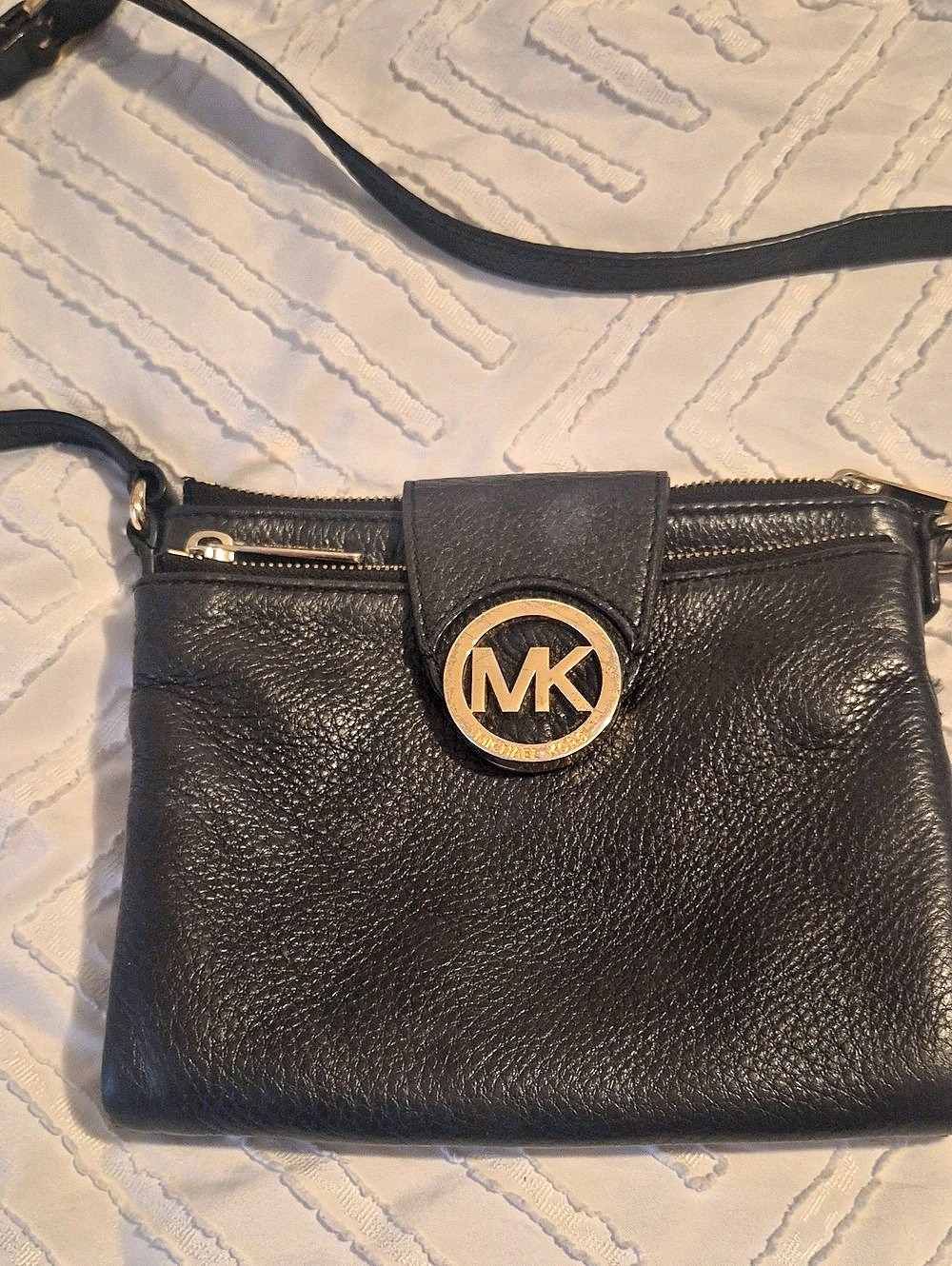 Michael Kors Bedford Double Zip Flap Crossbody Black